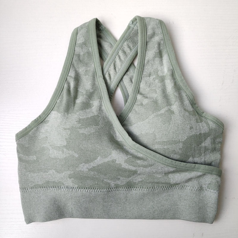 Women Camo Seamless Bra Seamless Sports Bra Padded