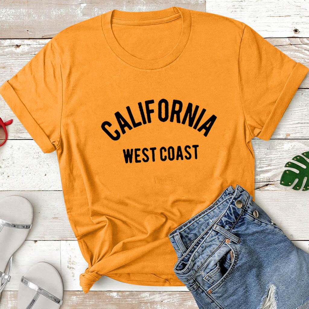 California West Coast Summer T Shirt Women Short Sleeve