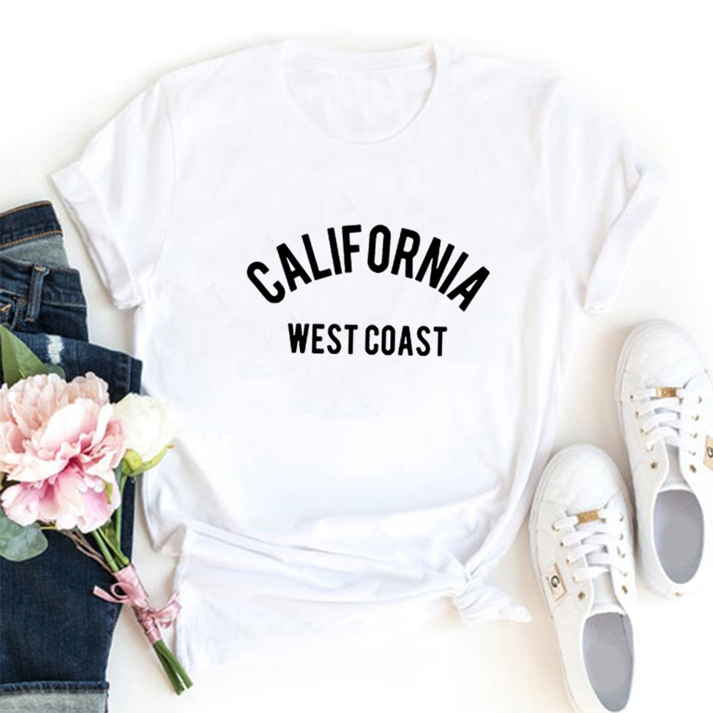 California West Coast Summer T Shirt Women Short Sleeve