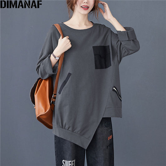 Women T-Shirt Casual Vintage Patchwork Zipper Pullover