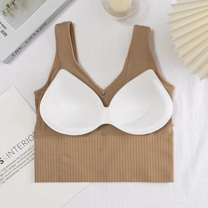 Women New Sexy Push UP Bra Woven Wrapped Top Underwear V-Tie Bra Pad Wireless Bra Top