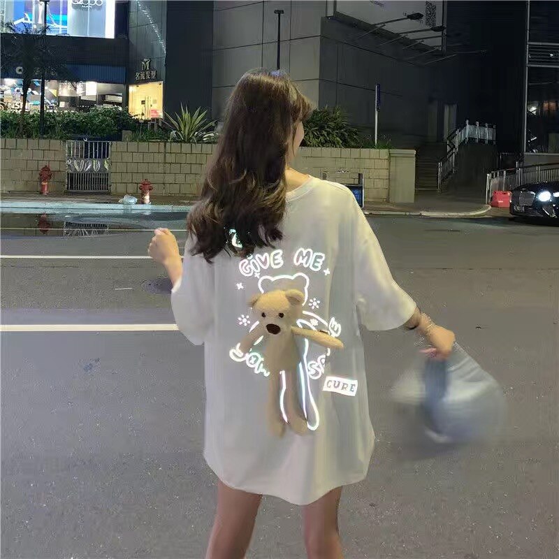 Women Child Harajuku Hip Hop Ins Reflective Back Korean Bear