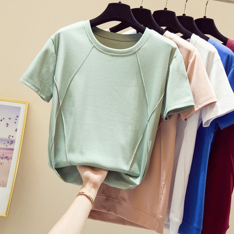 Tee Shirt Female Soft Cotton Casual Women Tops O-Neck