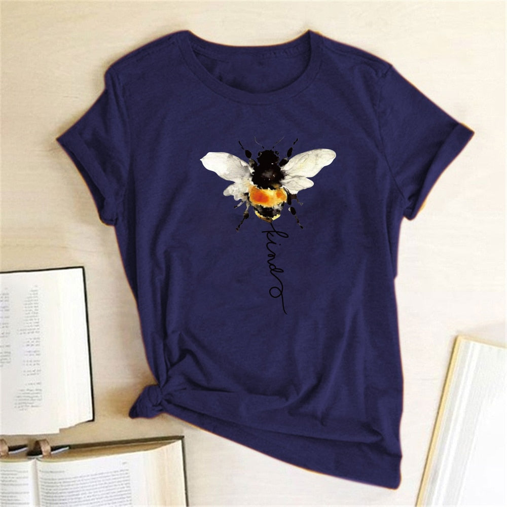 Bee Print T-shirts Women Clothing Summer Graphic T Shirts