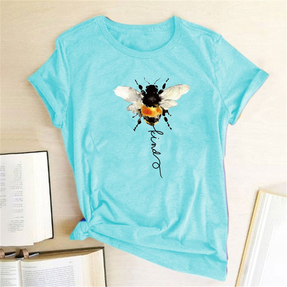 Bee Print T-shirts Women Clothing Summer Graphic T Shirts