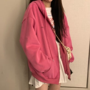 Anime Print Hoodie Women Long Sleeve Cute Print Plus Velvet