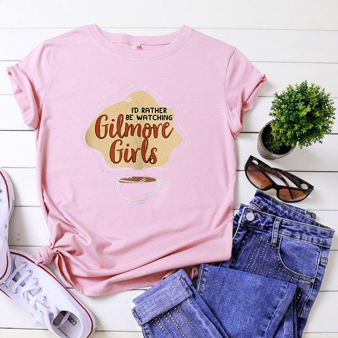 Girls Graphic T Shirts Women T-shirt Loose Camiseta Mujere