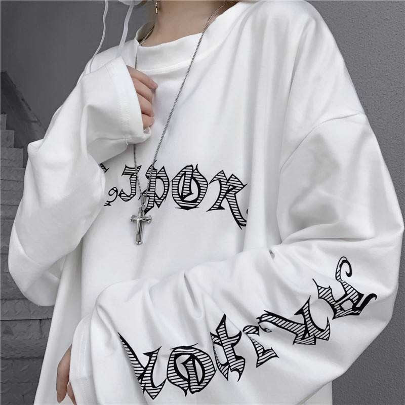 Gothic Cartoon Horror Graphic T-shirt Women Character Print Loose