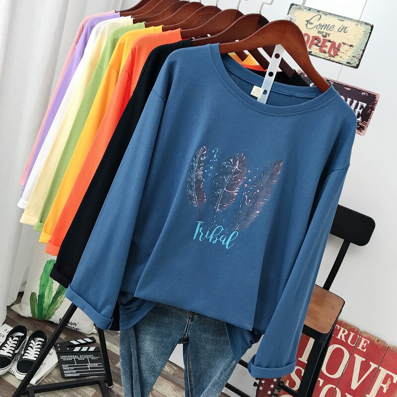 Plus Size Spring fashion Casual women Long sleeve T-shirt