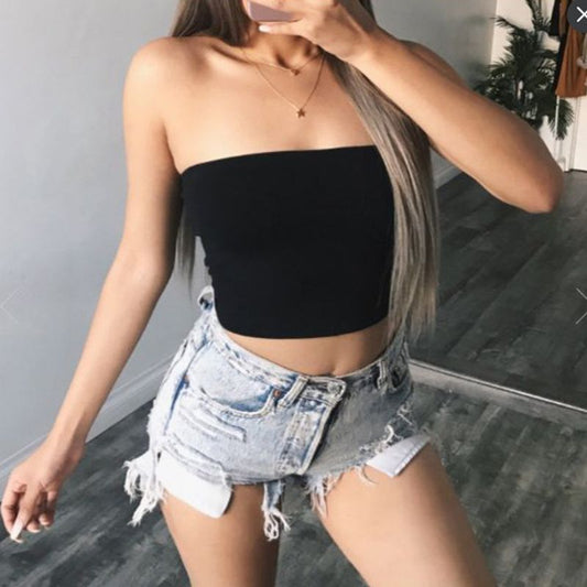 Sexy Strapless Off Shoulder Crop Tube Top Stretchy Breast Wrap