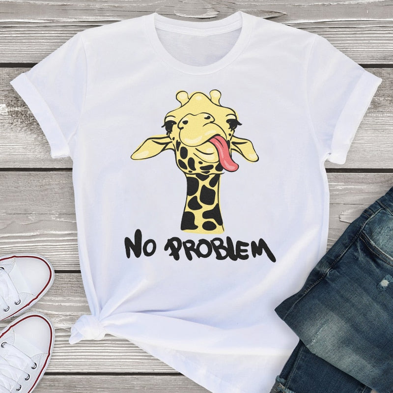 Women Graphic Short Sleeve Cartoon Dog Leopard