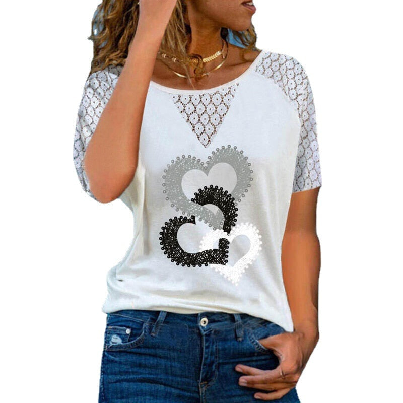 New Fashion Summer Women's Casual Round Neck T-shirt