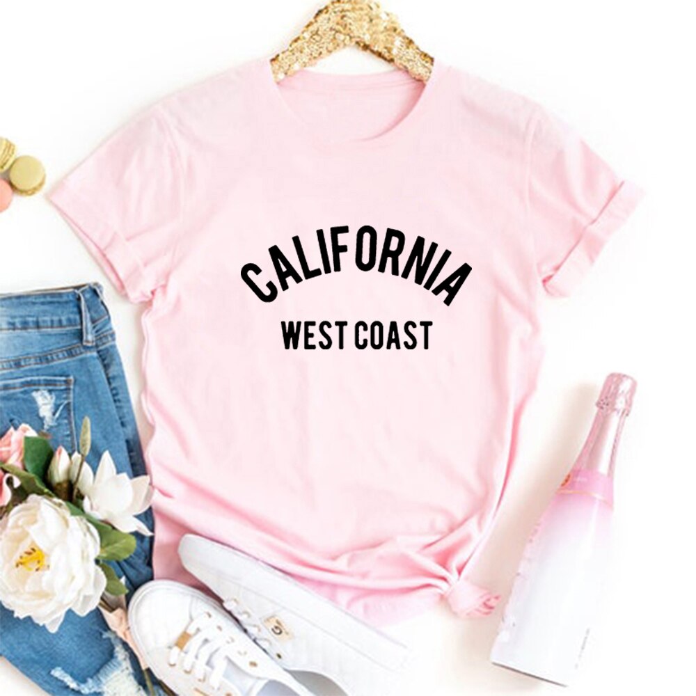 California West Coast Summer T Shirt Women Short Sleeve