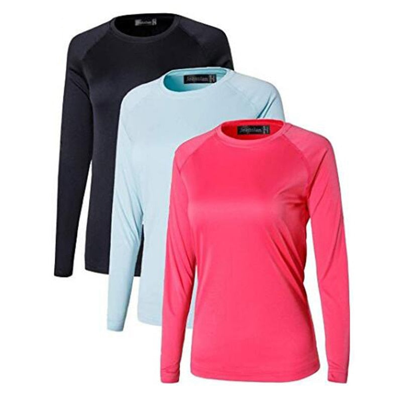 Jeansian 3 Pack Womens UPF50 + UV Outdoor Sport Tee Shirt T-Shirt Tshirt Long Sleeve Sun Protection SWT246 PackF