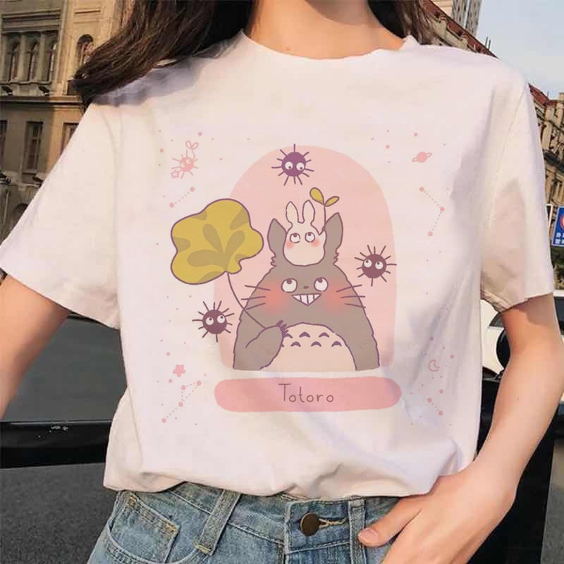 Totoro Harajuku Ullzang T Shirt Women Studio Ghibli Kawaii T-shirt Miyazaki Hayao Funny Cartoon Tshirt Cute 90s Top Tees Female