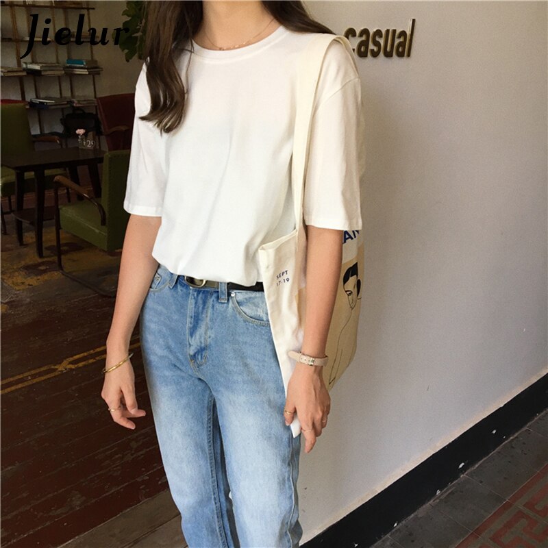 Tee Shirt 15 Solid Color Basic T Shirt Women Casual O-neck