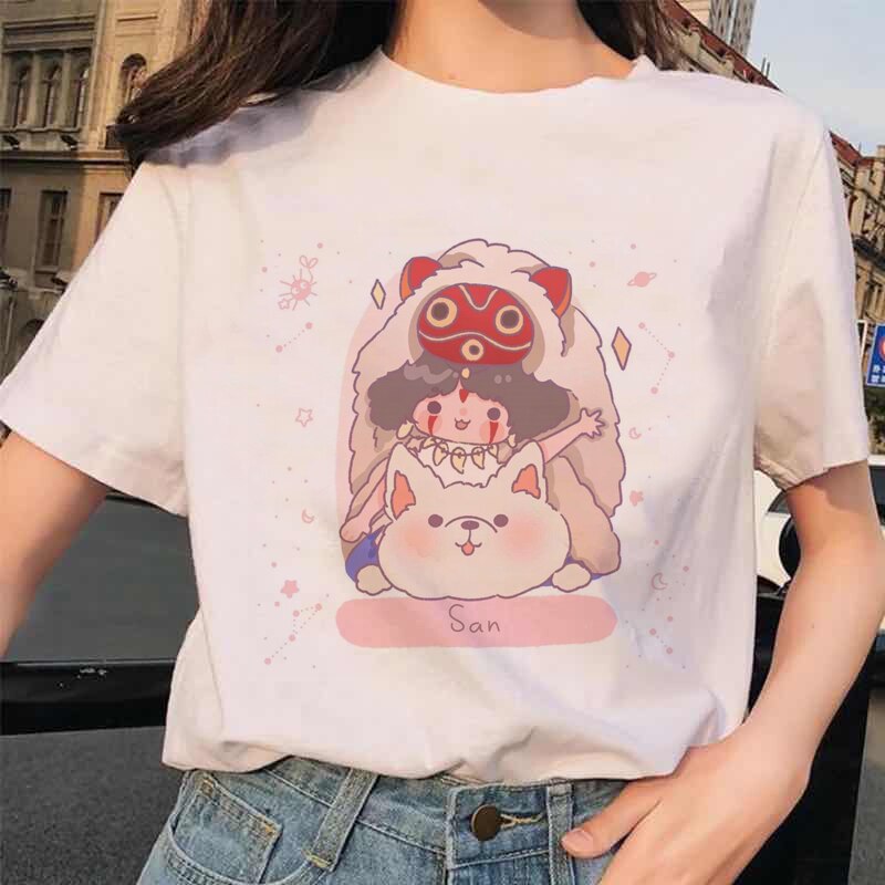 Totoro Harajuku Ullzang T Shirt Women Studio Ghibli Kawaii T-shirt Miyazaki Hayao Funny Cartoon Tshirt Cute 90s Top Tees Female