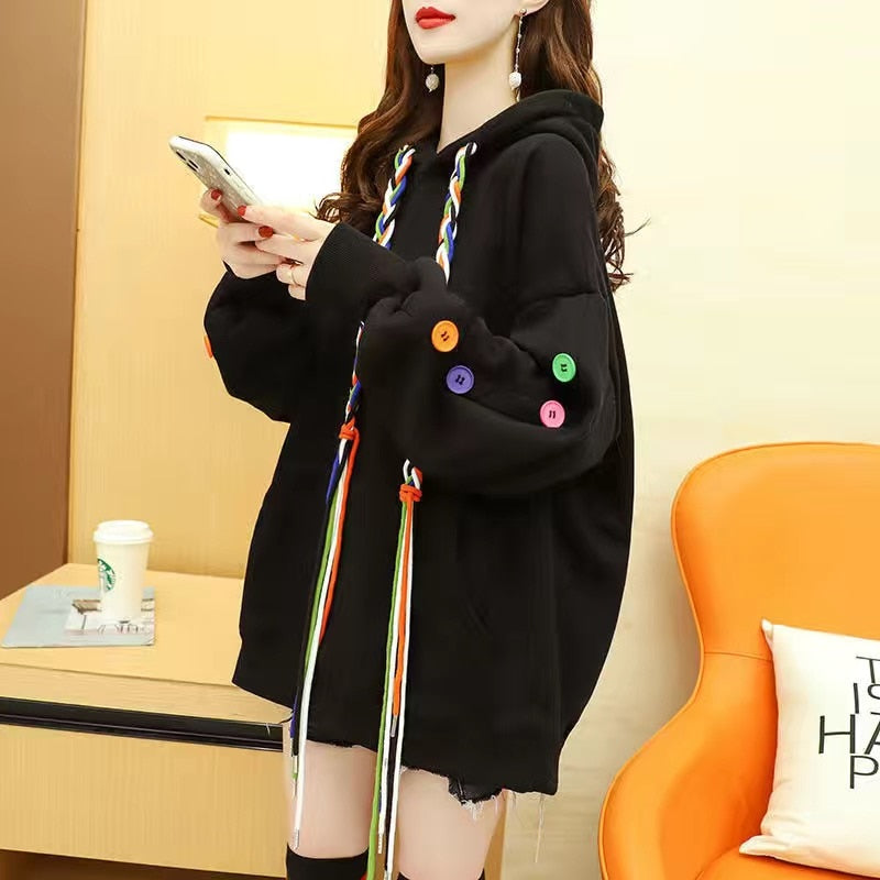 Polar fleece hooded spring and autumn casual hooded sweatshirt