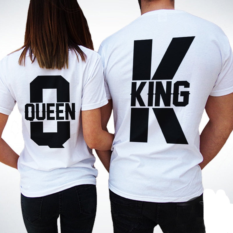 Short Sleeve T Shirts Women Men 2018 Summer New Tops King Queen Casual Loose Couple Clothes White Matching Lovers Unisex T-shirt