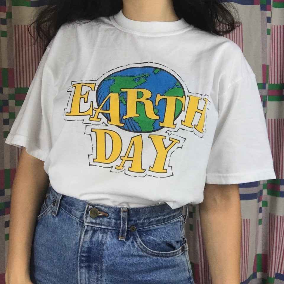 kuakuayu HJN Earth Day 90s Aesthetic Women T-Shirt Tumblr Fashion Street Style Tee Cute Summer Tops Hipsters