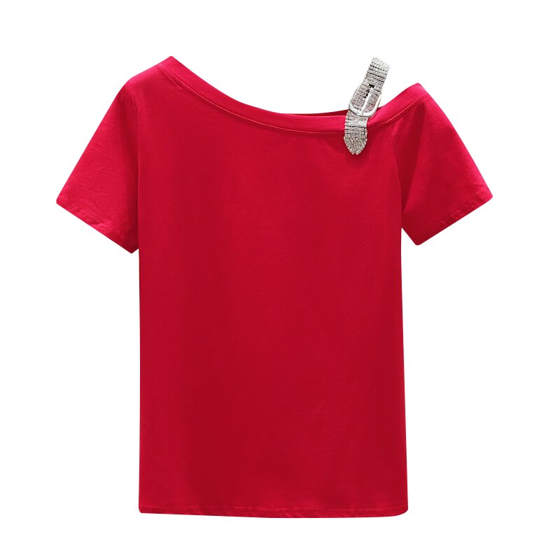 T-Shirt Women Summer Korean Style Slash Neck