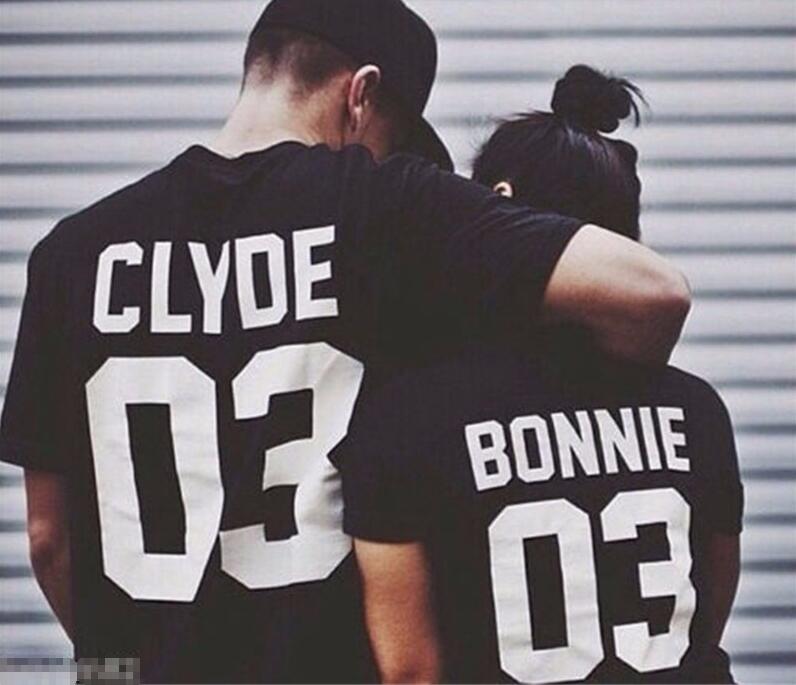 BONNIE CLYDE 03 Funny letters couple t shirts 2020 summer fashion black white women t shirt cotton short sleeve camisetas mujer