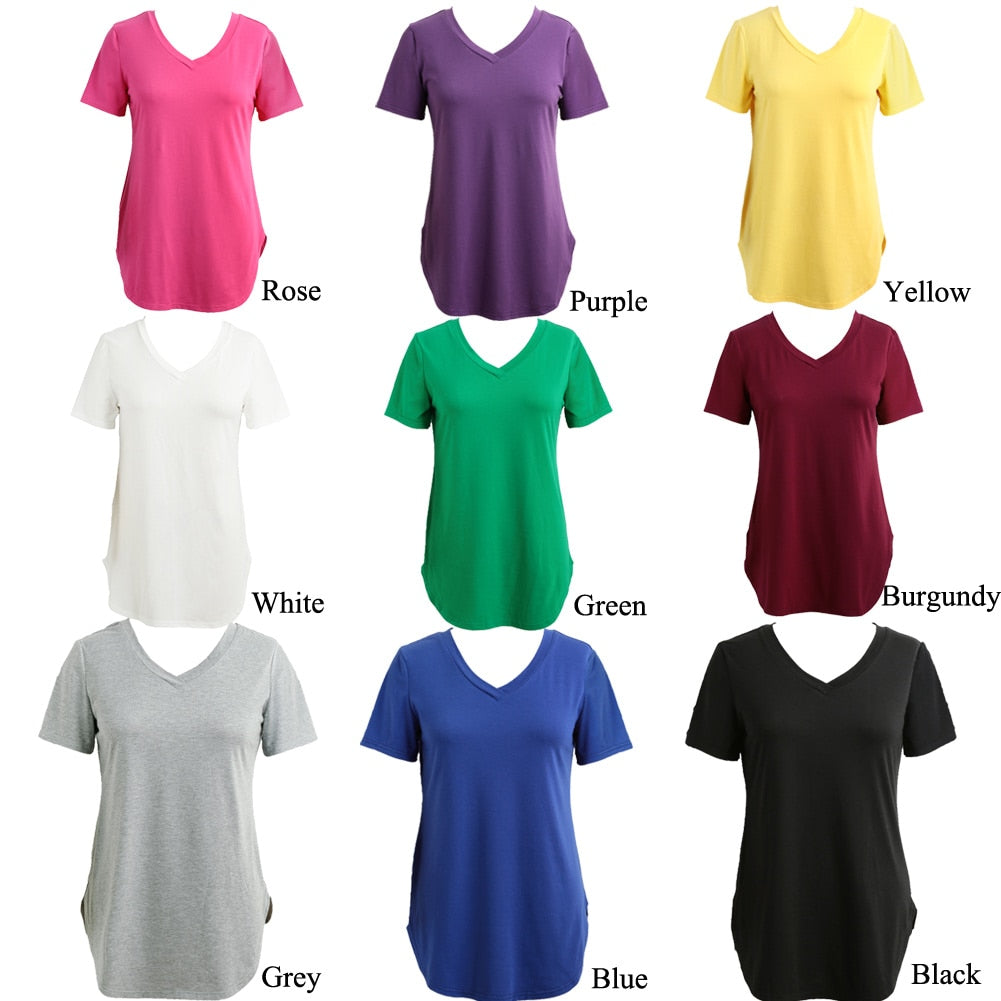 Summer T-Shirt Women Short Sleeve Tee Shirt Loose Solid Basic T Shirt Tops Women Casual O-neck Solid Oversized Tshirt 5XL