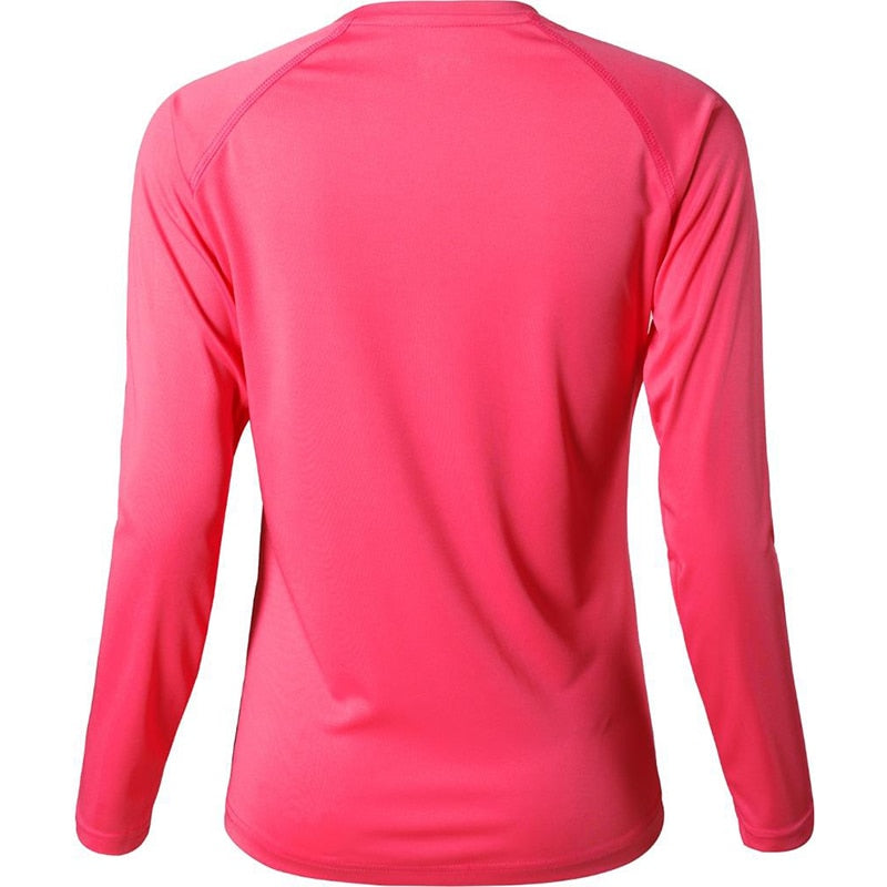 Jeansian Womens UPF50 + UV Outdoor Sport Tee Shirt T-Shirt Tshirt Long Sleeve Sun Protection Beach Summer SWT246 Red