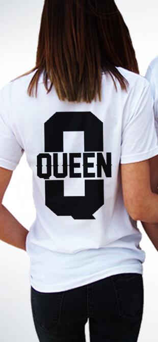 Short Sleeve T Shirts Women Men 2018 Summer New Tops King Queen Casual Loose Couple Clothes White Matching Lovers Unisex T-shirt