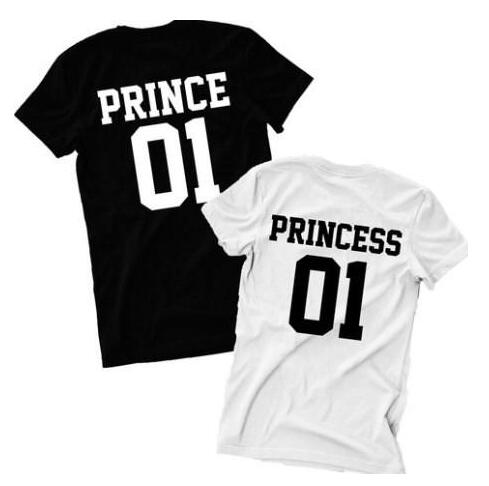 2018 Couple Prince 01 T Shirt Princess 01 Letter Print T-Shirt Women Men Hipster Fashion Tshirt Casual Couple T Shirt For Lover