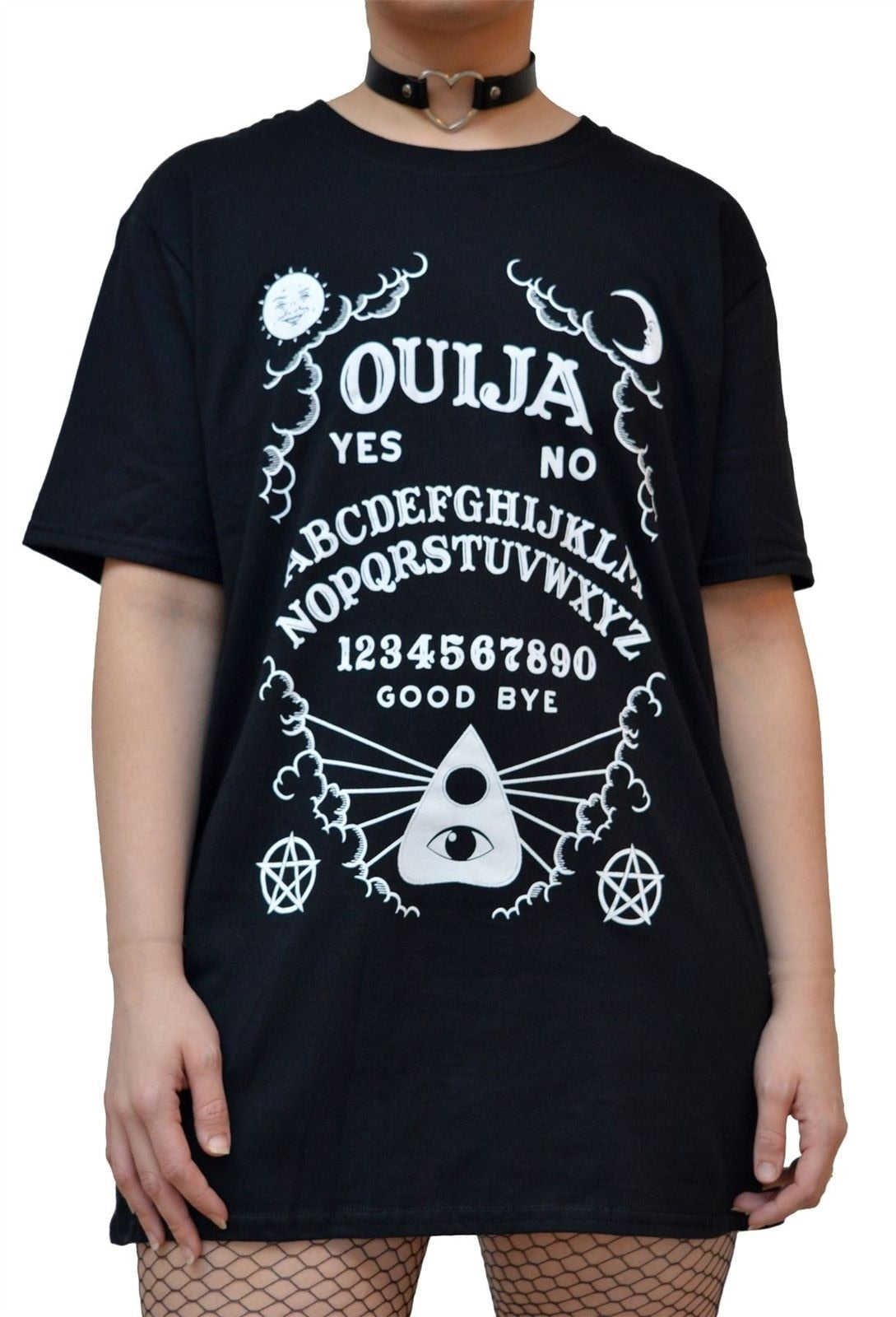 Ouija Board Women Gothic Black T-Shirt Grunge Swag Oversized
