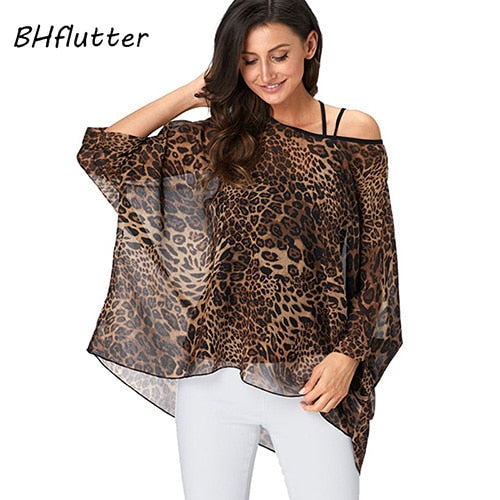 Plus Size Blouse Women Chic Floral Print Chiffon Blouses