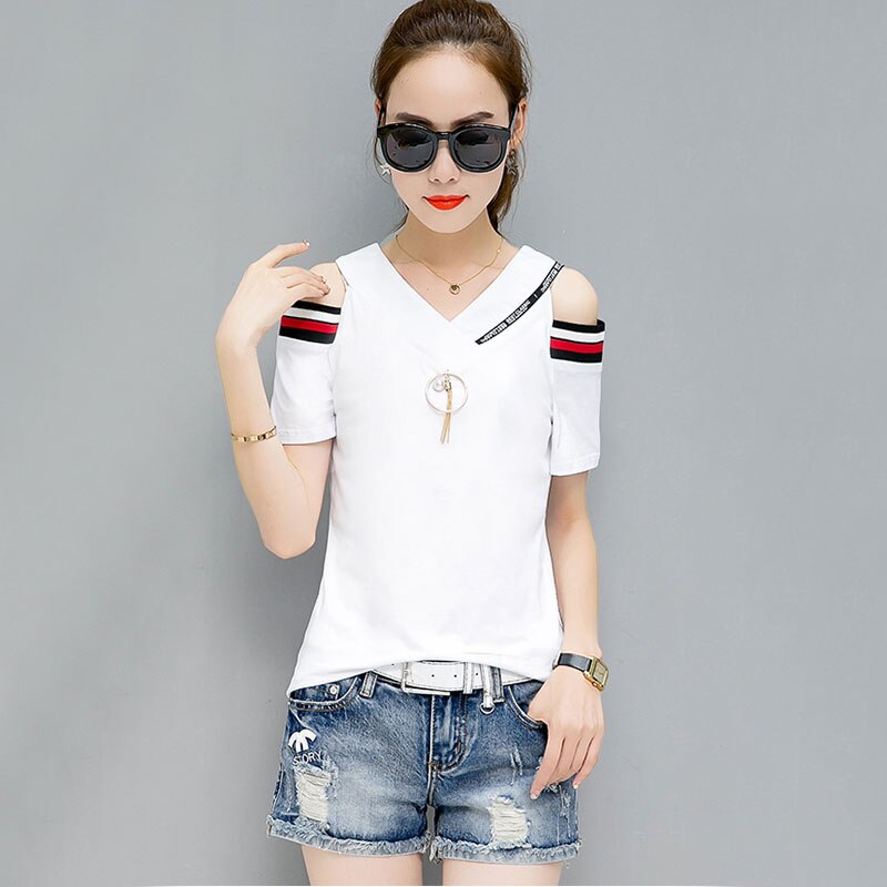 BOBOKATEER off the shoulder tops for women tshirt summer 2021 t-shirt cotton t shirt women shirts tee shirt femme camiseta mujer