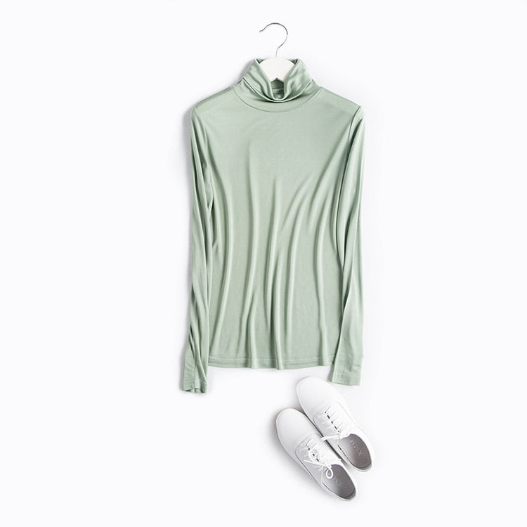 Turtleneck Long sleeve Solid Bottoming-shirt FALL WINTER
