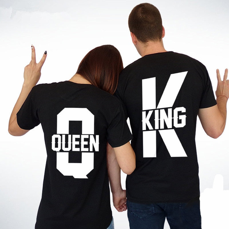 Short Sleeve T Shirts Women Men 2018 Summer New Tops King Queen Casual Loose Couple Clothes White Matching Lovers Unisex T-shirt