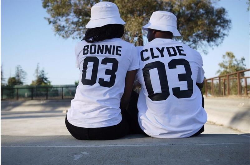 BONNIE CLYDE 03 Funny letters couple t shirts 2020 summer fashion black white women t shirt cotton short sleeve camisetas mujer