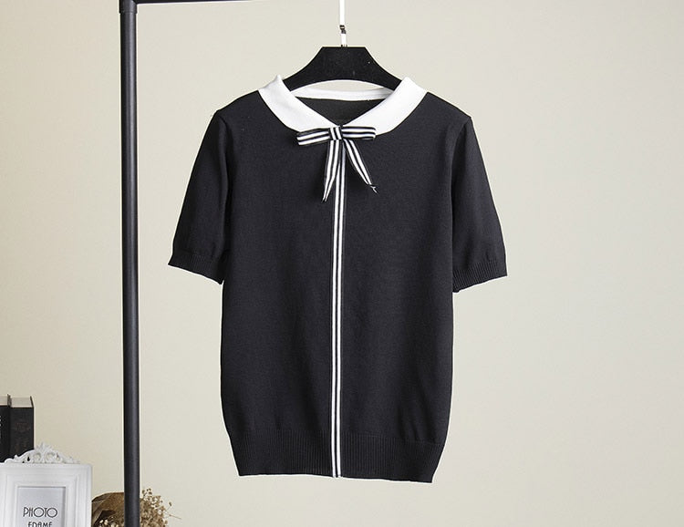 New Women Knitted Summer Stripe T Shirt