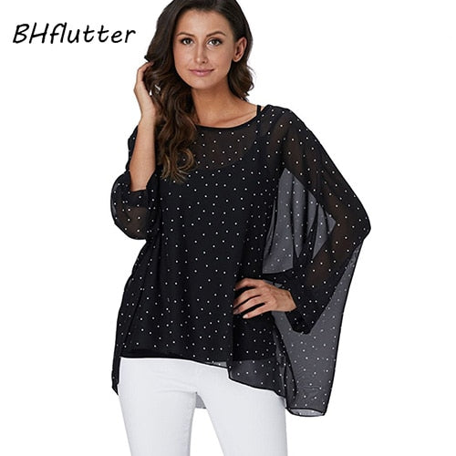 Plus Size Blouse Women Chic Floral Print Chiffon Blouses