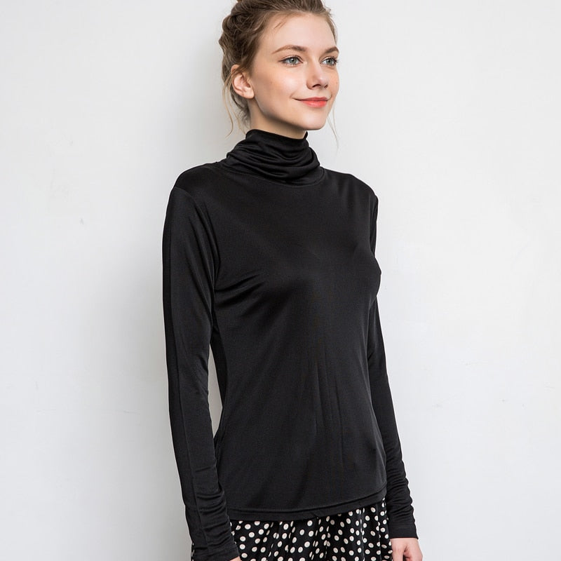 Turtleneck Long sleeve Solid Bottoming-shirt FALL WINTER