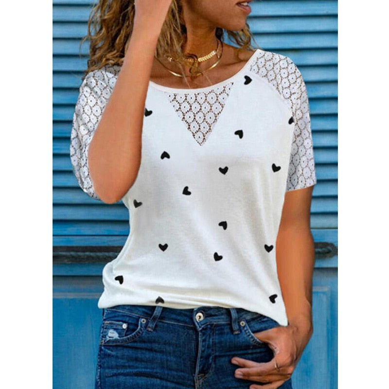 New Fashion Summer Women's Casual Round Neck T-shirt