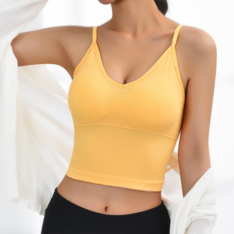Sexy Crop Tops Women Sling Vest Deep-V Lingerie with Padded