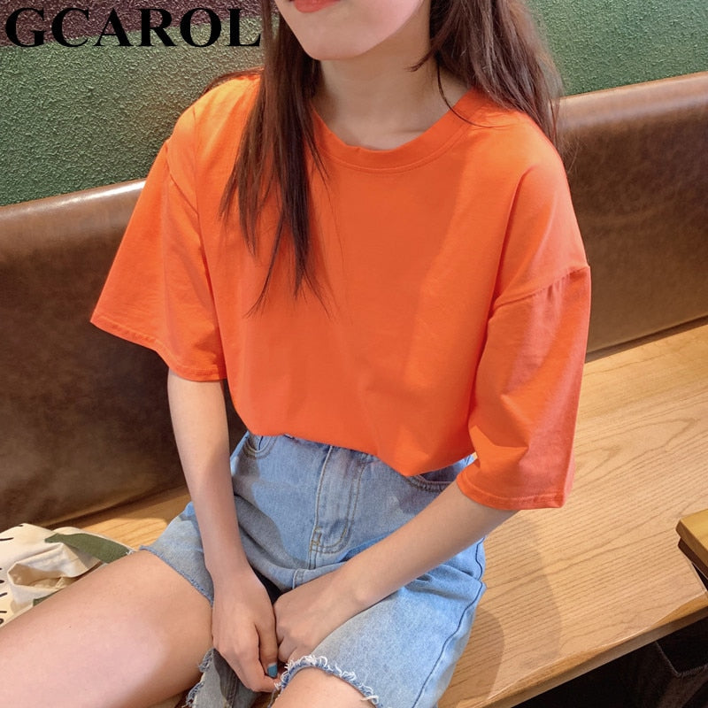 Summer T-shirt Women Candy Oversize Boyfriend Style Tops