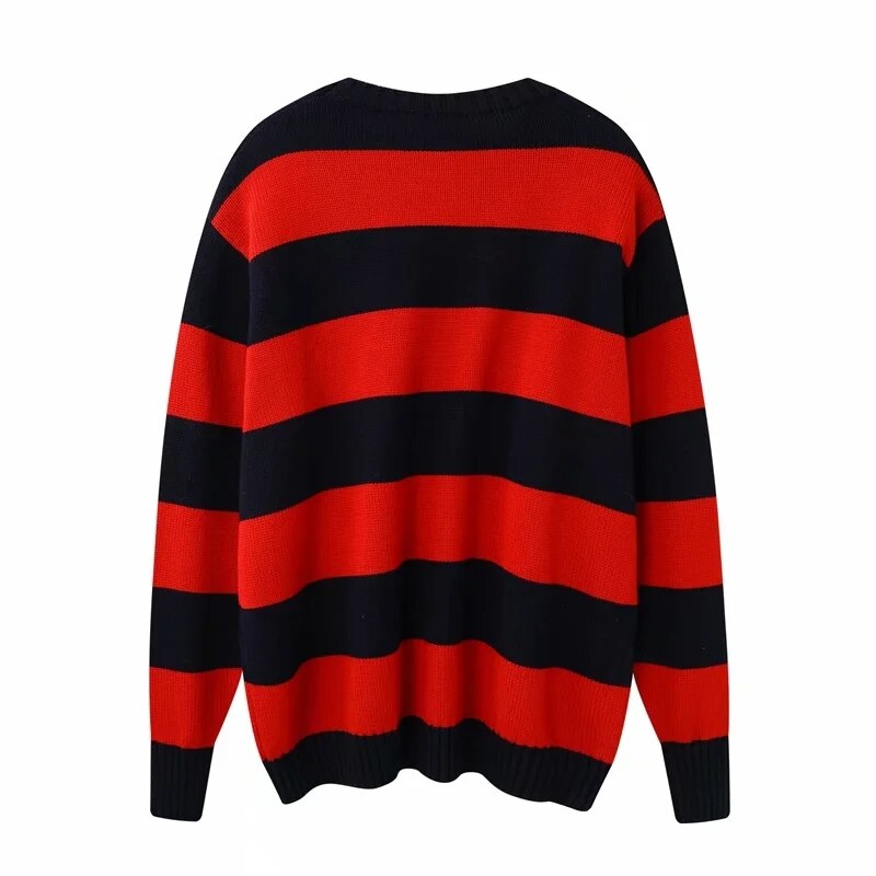 Girls Oversize Striped Sweatshirts Autumn Fashion Vintage Pullovers