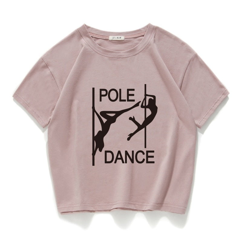 pole dance graphic funny casual women crop top 100% cotton short T Shirt Women Camisetas Verano Mujer women clothes harajuku