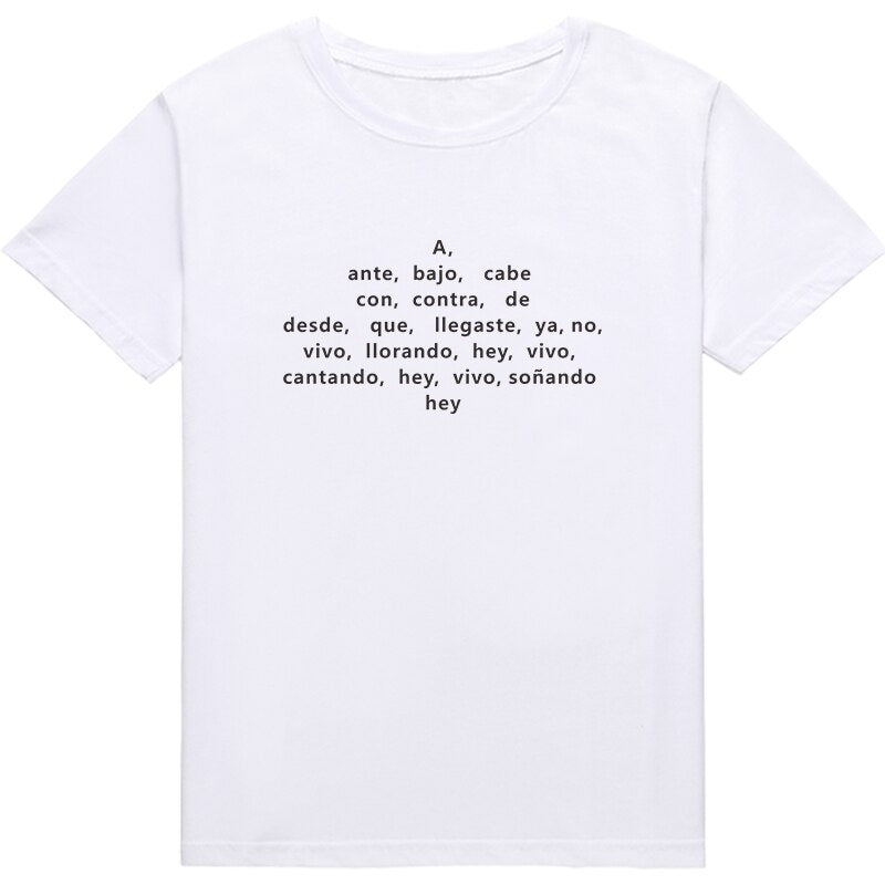 Fashion Spanish T-shirts Women Casual Tees Funny Letter Printed