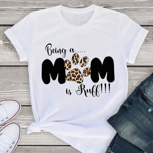 Women Graphic Short Sleeve Cartoon Dog Leopard