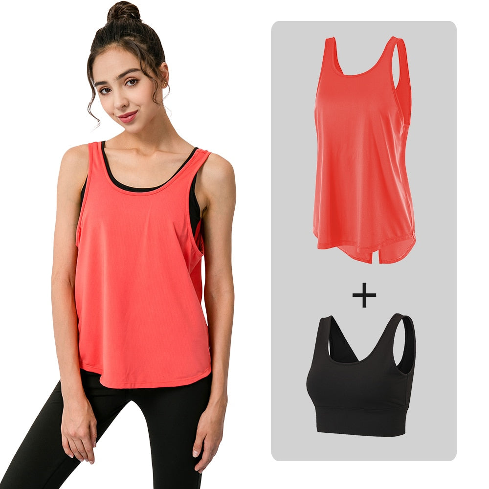 Sexy Breathable Yoga Shirts Loose Sports Fitness Sleeveless