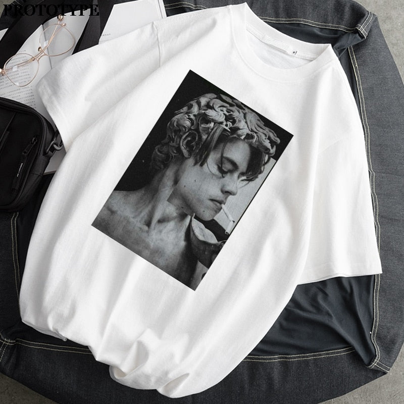 Women T-Shirt Monla Lisa Printed t-shirt Female Ulzzang Aesthetic T-Shirts with short sleeve Harajuku Tops Oversized t-shir