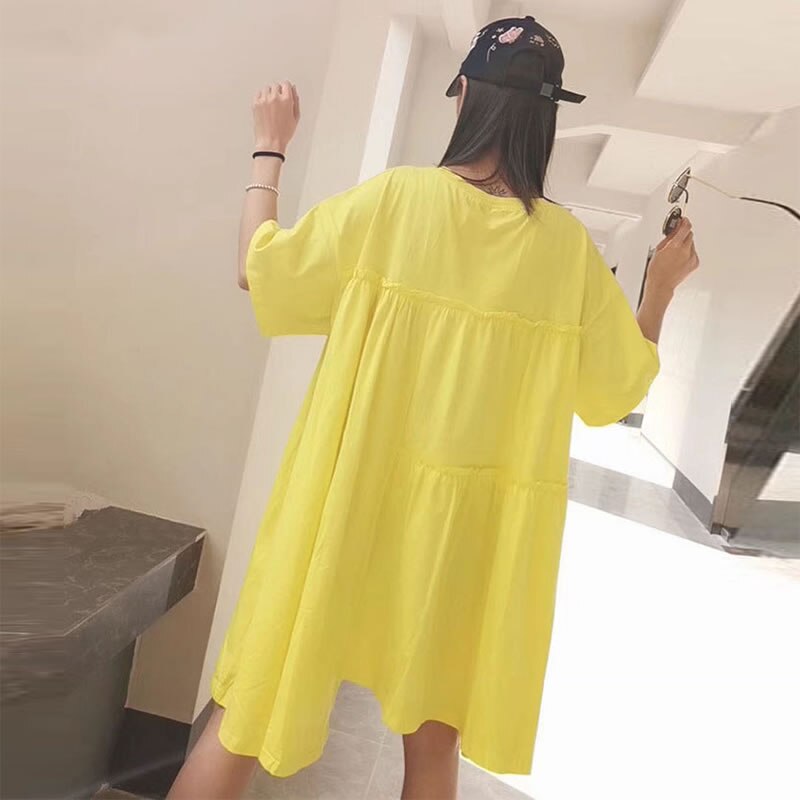 XITAO Plus Size Irregular Letter Pleated T Shirt Women Clothes 2020 Summer New Fashion Loose Pullover Match All Long Tee DMY4122