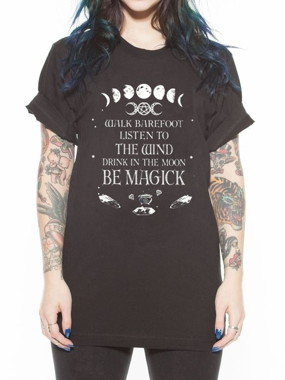 Ouija Board Women Gothic Black T-Shirt Grunge Swag Oversized